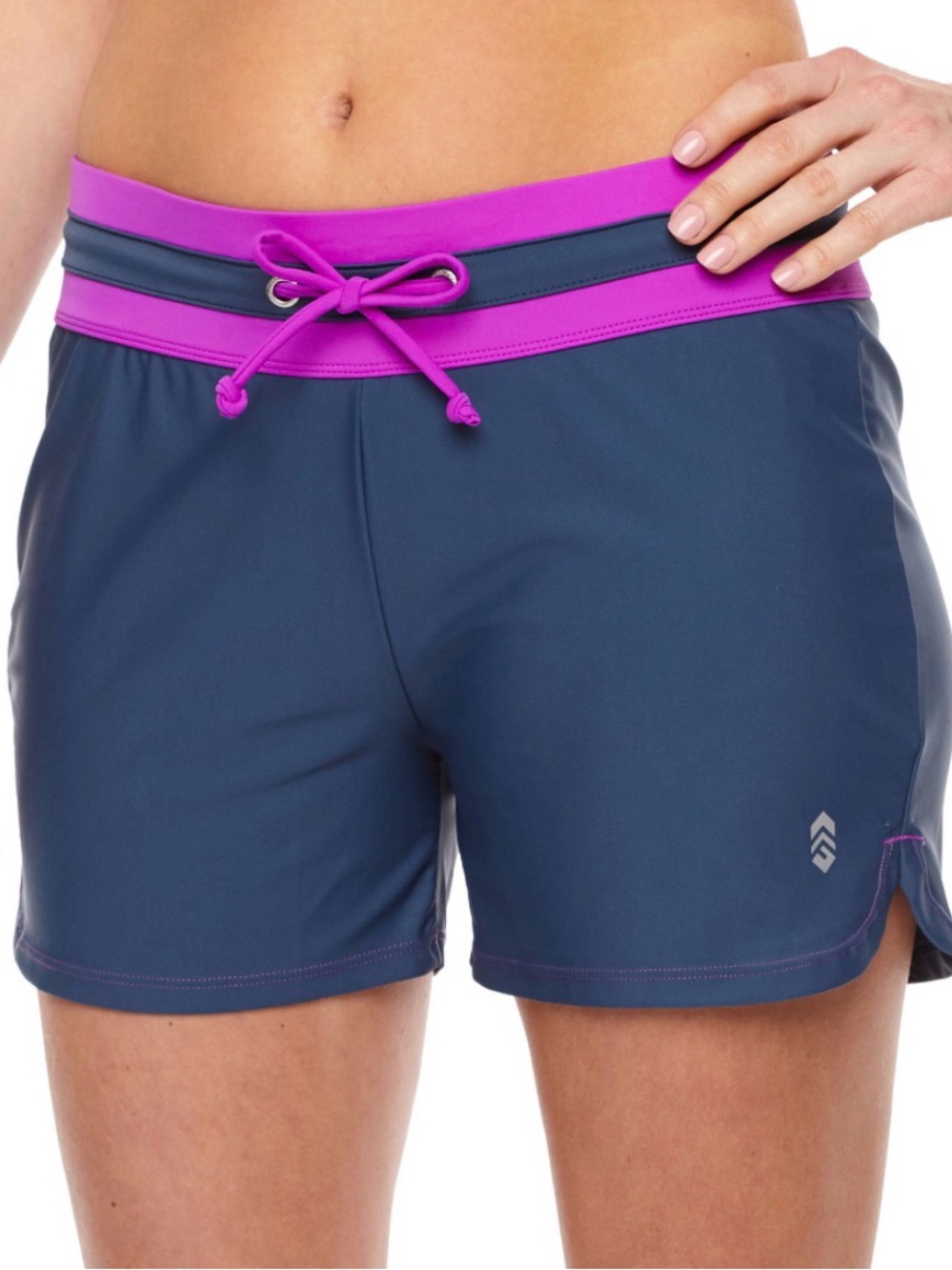 Swim Board Shorts FREE COUNTRY Gray Hot Pink Tie Waistband Large